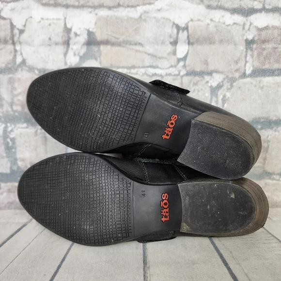 Taos  Black Leather Mary Jane Shoes Stacked Heel Size 41 - Picture 14 of 16